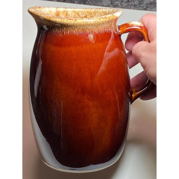 Vintage Hull Oven Proof Brown Drip Creamer Pitcher 4 1/2 in. - Picture 2 of 9